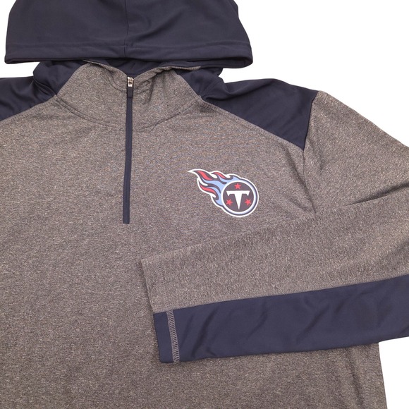 Team Apparel Other - NFL Team Apparel Titans 1/4‎ Zip Long Sleeve Hooded Shirt Grey Blue Mens XL